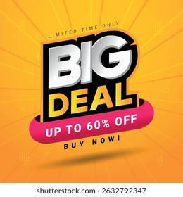 Elegant big deals banner for business marketing with 60% discount