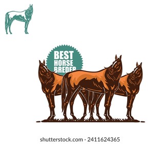 ELEGANT AND BIG HORSE STANDING LOGO, silhouette of great mare standing vector illustrations