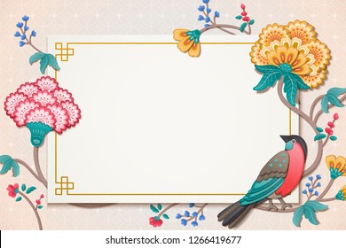 Elegant bird and flower painting in clay style, wallpaper for design uses