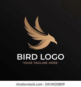 Elegant Bird Fly Gold Logo Template