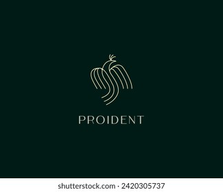 Elegant bird linear logo. Creative beauty salon cosmetics clothing brand sign. Falcon hawk eagle logotype. Vector illustration.