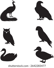Elegant Bird Silhouette Collection for Design