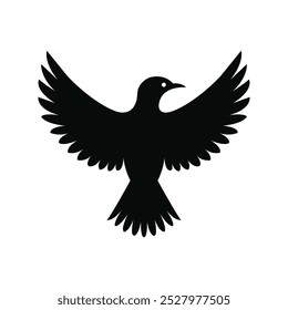 Elegant Bird Silhouette Vector , Beautiful Flying Bird Silhouette, Minimalist Bird Silhouette