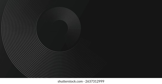 Elegant Black Abstract Background Featuring Concentric Lines, Ideal for Modern Designs and Creative Projects with a Dark Aesthetic and Contemporary Feel