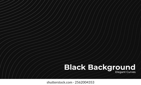 Elegant Black Abstract Background with Thin Curved Lines