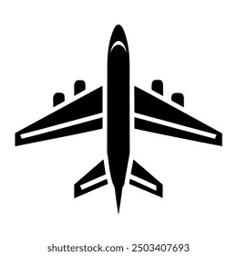 Elegant black airplane silhouette vector icon with foliate design, perfect for professional illustrations and creative projects. Ideal for aviation-themed artworks and modern graphic design