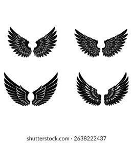 "Elegant Black Angel Wings Vector"