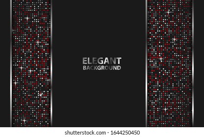 El elegante fondo negro combina con la decoración de puntos brillantes. Plantilla de diseño de vectores para uso de portada de elementos, banner, póster, publicidad, volante, sitio web