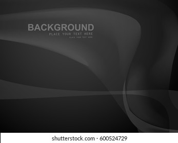 Elegant black background with curves and copy space for text