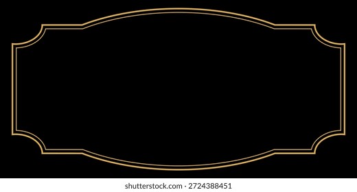 Eleganter schwarzer Hintergrund mit einem raffinierten goldenen Dekorrahmen. Geeignet für Luxusmarken, Zertifikate, Einladungen und High-End-Design-Anwendungen.