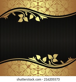 Elegant black Background with floral golden Borders