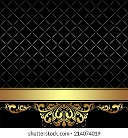 Elegant black Background with golden Ribbon and royal Border