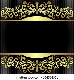 Elegant  black Background with royal golden Borders. 