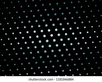 Elegant black background with shining, glowing circles, dots. Halftone effect. Dark green-blue glitter texture. Vector illustration. Neon, led abstract pattern of lights and bokeh