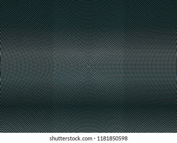 Elegant black background with shining, glowing circles, dots. Halftone effect. Dark green-blue glitter texture. Vector illustration. Neon, led abstract pattern of lights and bokeh