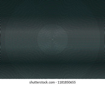 Elegant black background with shining, glowing circles, dots. Halftone effect. Dark green-blue glitter texture. Vector illustration. Neon, led abstract pattern of lights and bokeh