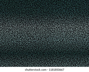 Elegant black background with shining, glowing circles, dots. Halftone effect. Dark green-blue glitter texture. Vector illustration. Neon, led abstract pattern of lights and bokeh