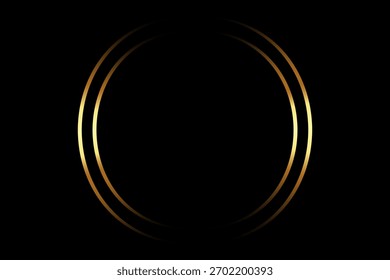 Elegante fondo negro con dos anillos circulares dorados brillantes, creando un marco lujoso y moderno ideal para invitaciones, anuncios, marca y Diseños gráficos premium.