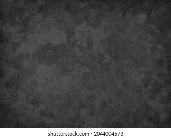 Elegant black background vector illustration with vintage distressed grunge texture and dark gray charcoal color paint textured wall