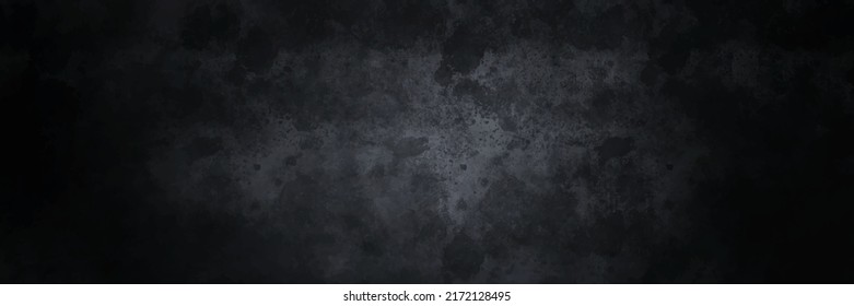 Elegant black background vector illustration with vintage distressed grunge texture and dark gray charcoal color paint