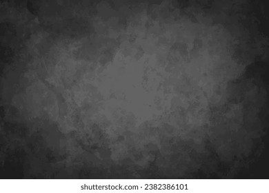 Elegant black background vector illustration with vintage distressed grunge texture and dark gray charcoal color paint