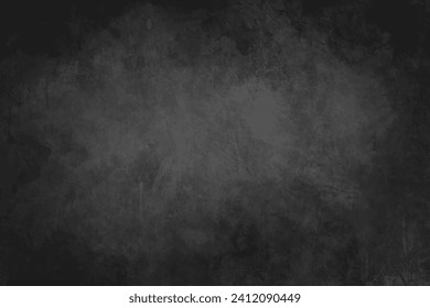 Elegant black background vector illustration with vintage distressed grunge texture and dark gray charcoal color paint