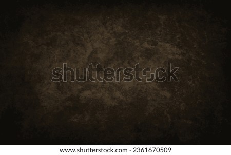 Elegant black background vector illustration with vintage distressed grunge texture and dark brown charcoal color paint