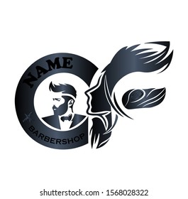 elegant black barber logo with initials CF or AF