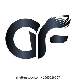elegant black barber logo with initials CF or AF