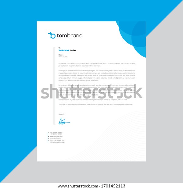 Elegant black & blue letterhead template design