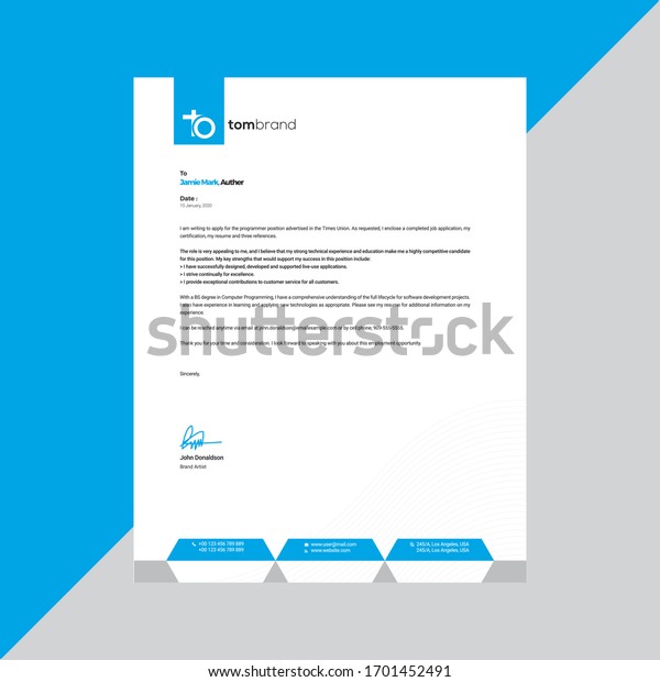 Elegant black & blue letterhead template design