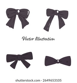Elegant Black Bow Illustration – Stylish Decorative Ribbon Clipart | Black Coquette Vector