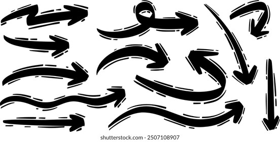 Elegant black brush arrows with a stylized design