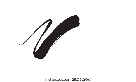 Elegant black brush stroke design on a transparent background, perfect for artistic, creative, and design projects.