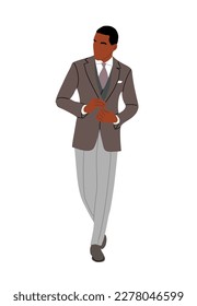Elegant black business man in formal suit vector.