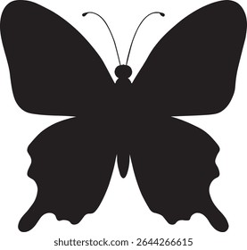 Silhueta de borboleta preta elegante contra fundo branco . Uma silhueta impressionante de uma borboleta em preto sobre um fundo branco.