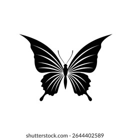 Gráfico de design elegante preto borboleta silhueta.