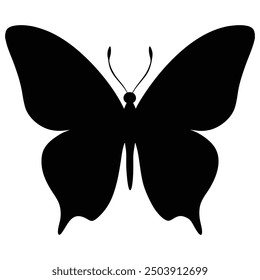 Elegant black butterfly silhouette vector illustration perfect for various design projects.