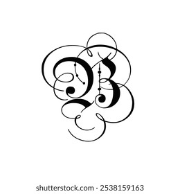 Elegant black calligraphy design with swirling patterns.