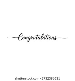 Elegante escritura de caligrafía negra lee felicitaciones sobre un fondo blanco liso