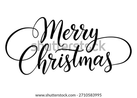 Elegant black calligraphy script text saying merry christmas