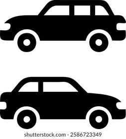 Elegant Black Car Silhouettes - Minimalist Vehicle Design.