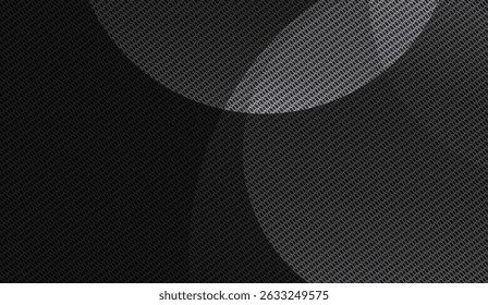 Elegant black carbon fiber background with overlapping circles, abstract design element for modern digital presentations and dark themed designs creating a sleek and stylish backdrop