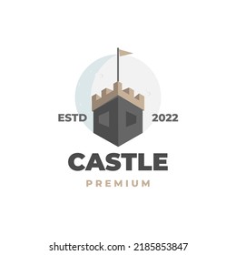 Elegant black castle simple illustration logo