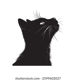 Elegant Black Cat Silhouette Design - Artistic Feline Profile Illustration