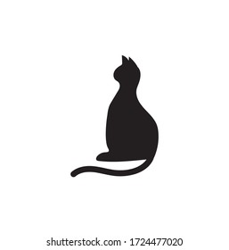 Elegant black cat silhouette, icon.