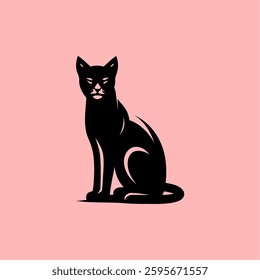 Elegant Black Cat Silhouette – Mysterious Feline Vector Art