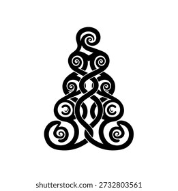 Elegante Ilustración vectorial de nudo celta negro con remolinos intrincados y espirales entrelazadas, diseño ornamental tribal Abstractas para la decoración moderna y el arte del tatuaje