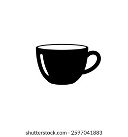 Elegant black coffee cup silhouette vector. Perfect for cafe branding, coffee shop logos, morning routine icons, espresso themes, and minimalistic beverage designs for digital and print use