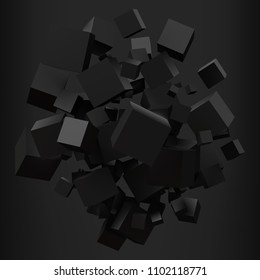 elegant black cubes. 3d style vector illustration.